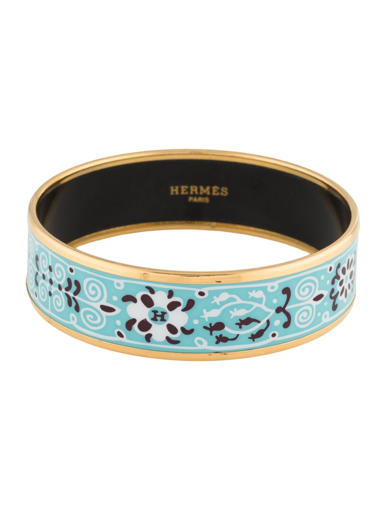 Hermès Wide Enamel Bangle Bracelet